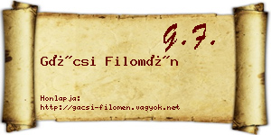 Gácsi Filomén névjegykártya